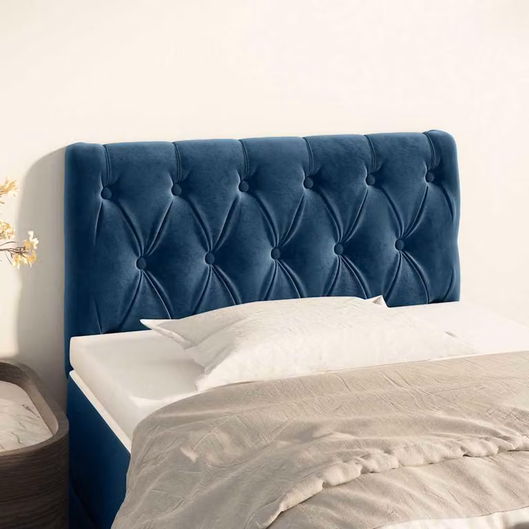 Testiera per letto vidaXL in velluto blu scuro con struttura in legno L: 80 cm, P: 7 cm, H: 78-88 cm