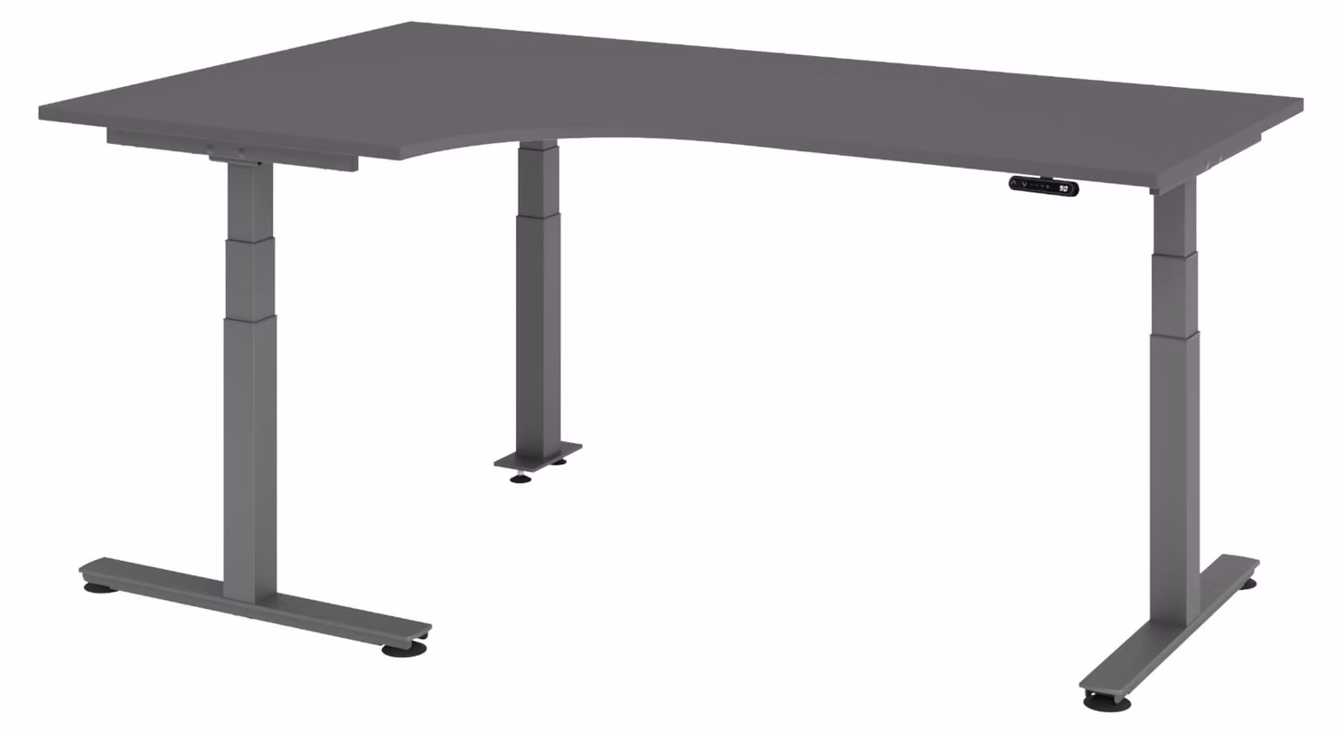 Scrivania elettrica bümö XDSM - Finitura: grafite, struttura: grafite, dimensioni: scrivania angolare 200 x 120 cm