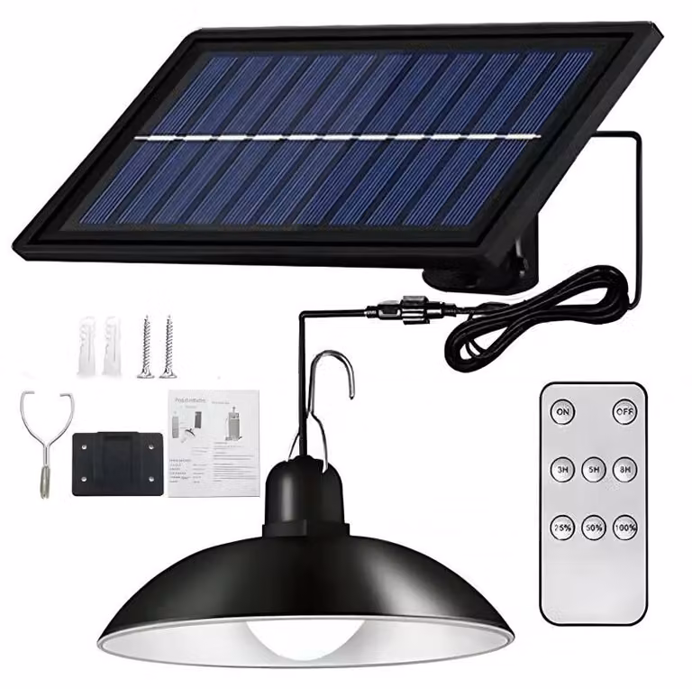 Pronett XJ4623 Lampada LED solare a sospensione per giardino con telecomando, IP44, nera