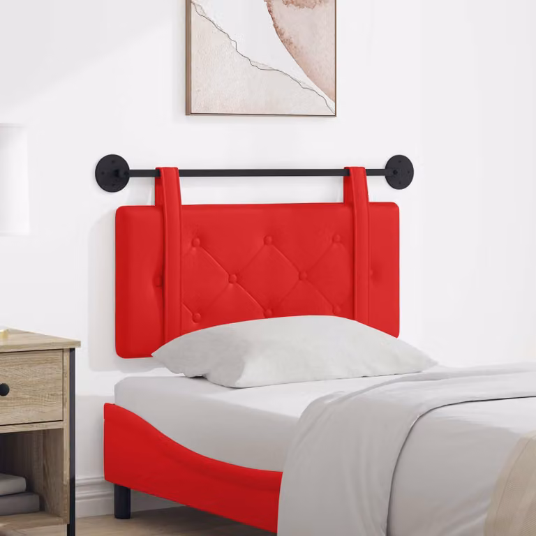 Testiera sospesa moderna vidaXL in similpelle rossa con pannello imbottito in MDF