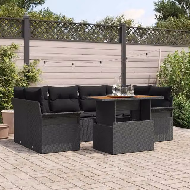 Set Divano da Giardino 7 pz Nero 3349288