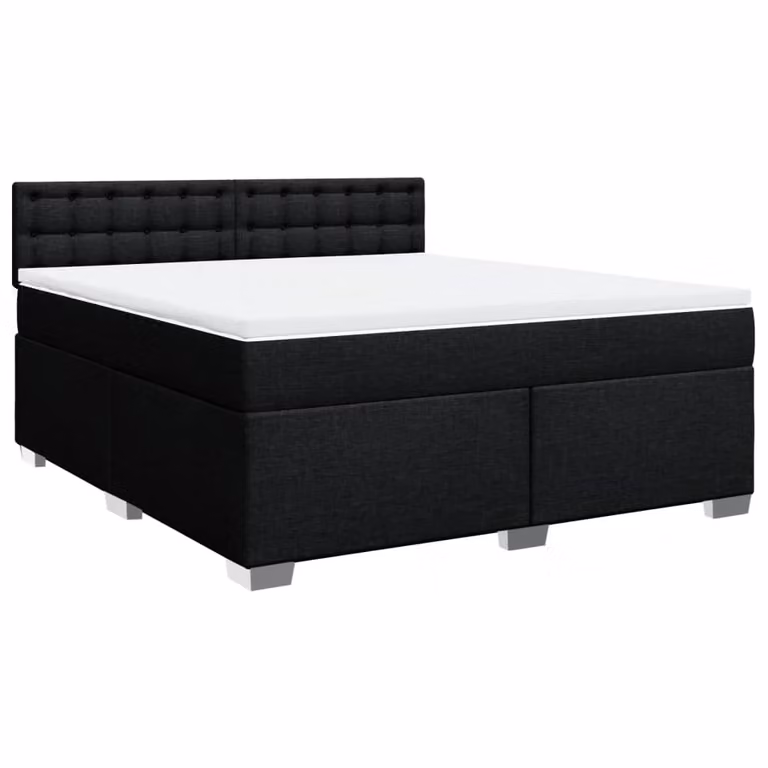 Giroletto a Molle con Materasso Nero 180x200 cm in Tessuto