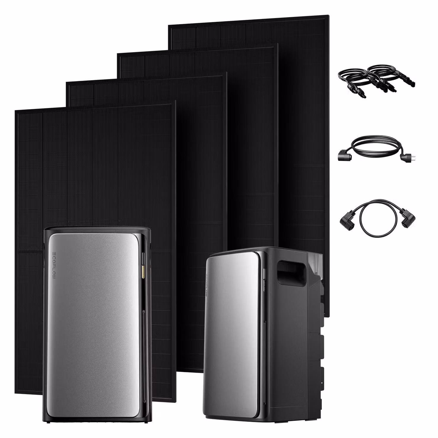 Powerness® Impianto fotovoltaico da balcone con accumulatore da 3840 Wh, accumulatore EcoFlow Stream Ultra 4 MPPT con Stream AC Pro, pannelli solari bifacciali da 2000 W completamente neri, IVA 0%