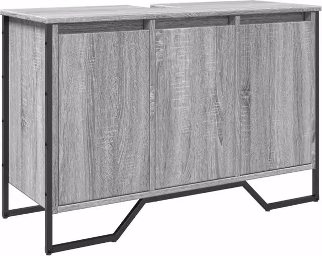 Armadio lavabo da bagno moderno design salva-spazio contenitore 91 x 35 x 60 cm in legno sonoma grigio 02_0049576