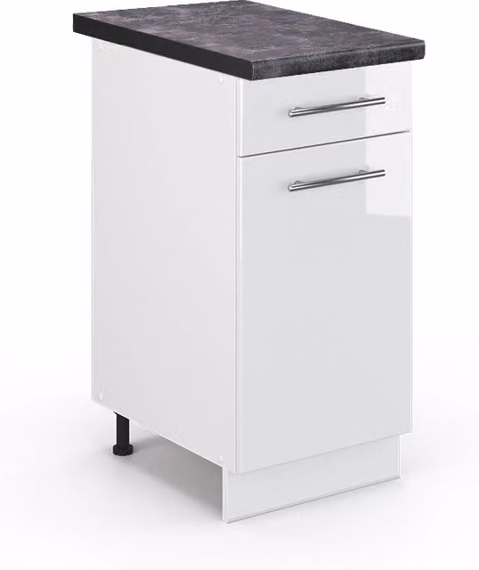 Mobiletto base per cucina Vicco Fame-Line Bianco lucido e Antracite, L: 40 cm, H: 82 cm, P: 60 cm