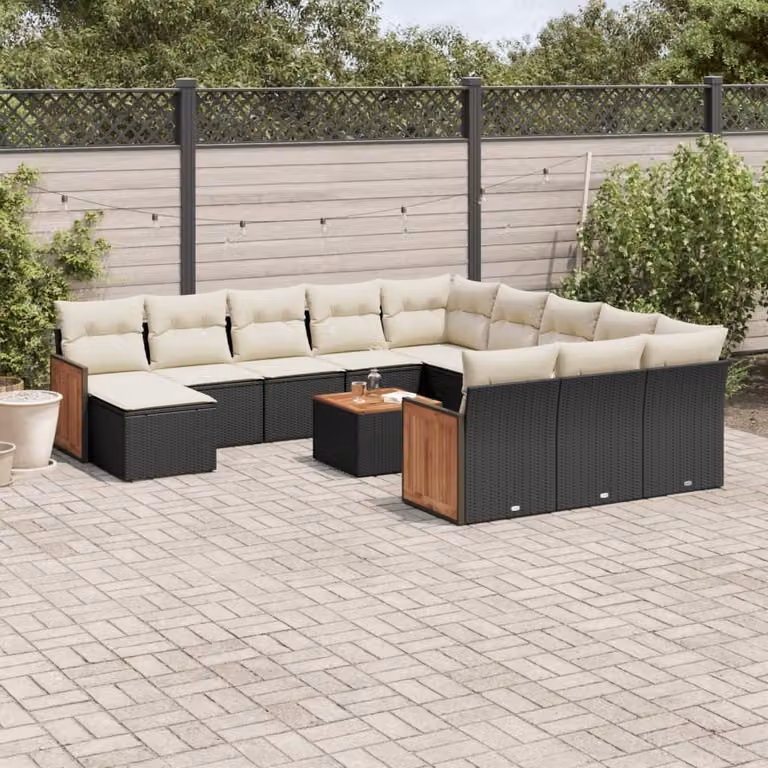 Maison Exclusive - Set Divani da Giardino 13pz con Cuscini Nero in Polyrattan