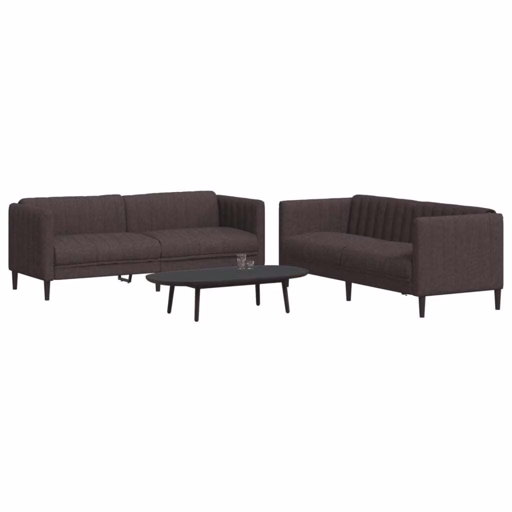 Maison Exclusive - Set divano a 2 posti in tessuto marrone scuro