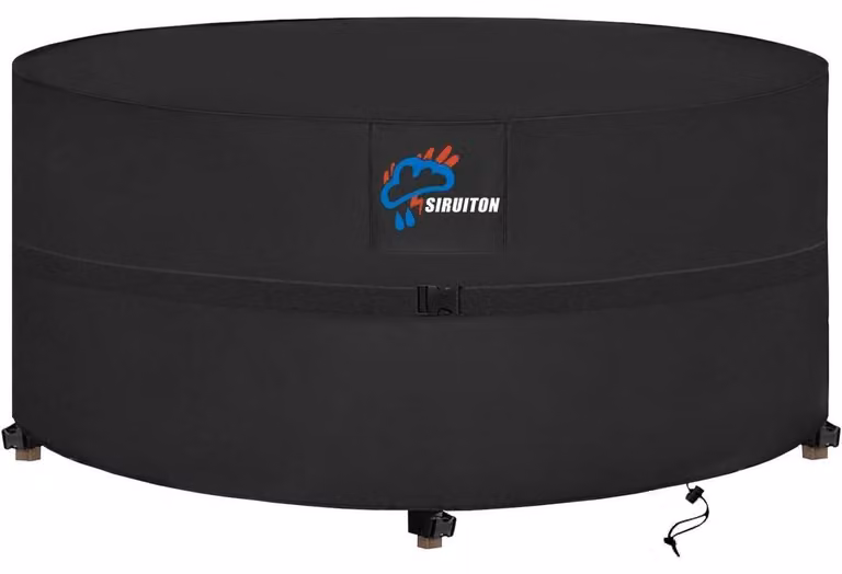 SIRUITON Copertura per mobili da giardino Ø190x90cm - Telo protettivo rotondo per tavolo da giardino 420D, impermeabile, resistente agli strappi, per
