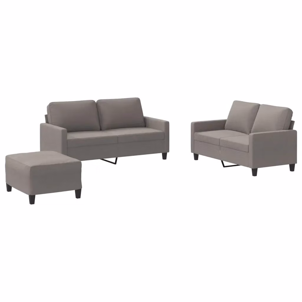 Set di divani 3 pezzi vidaXL in tessuto beige e grigio con cuscini decorativi per soggiorno in stile moderno – 2