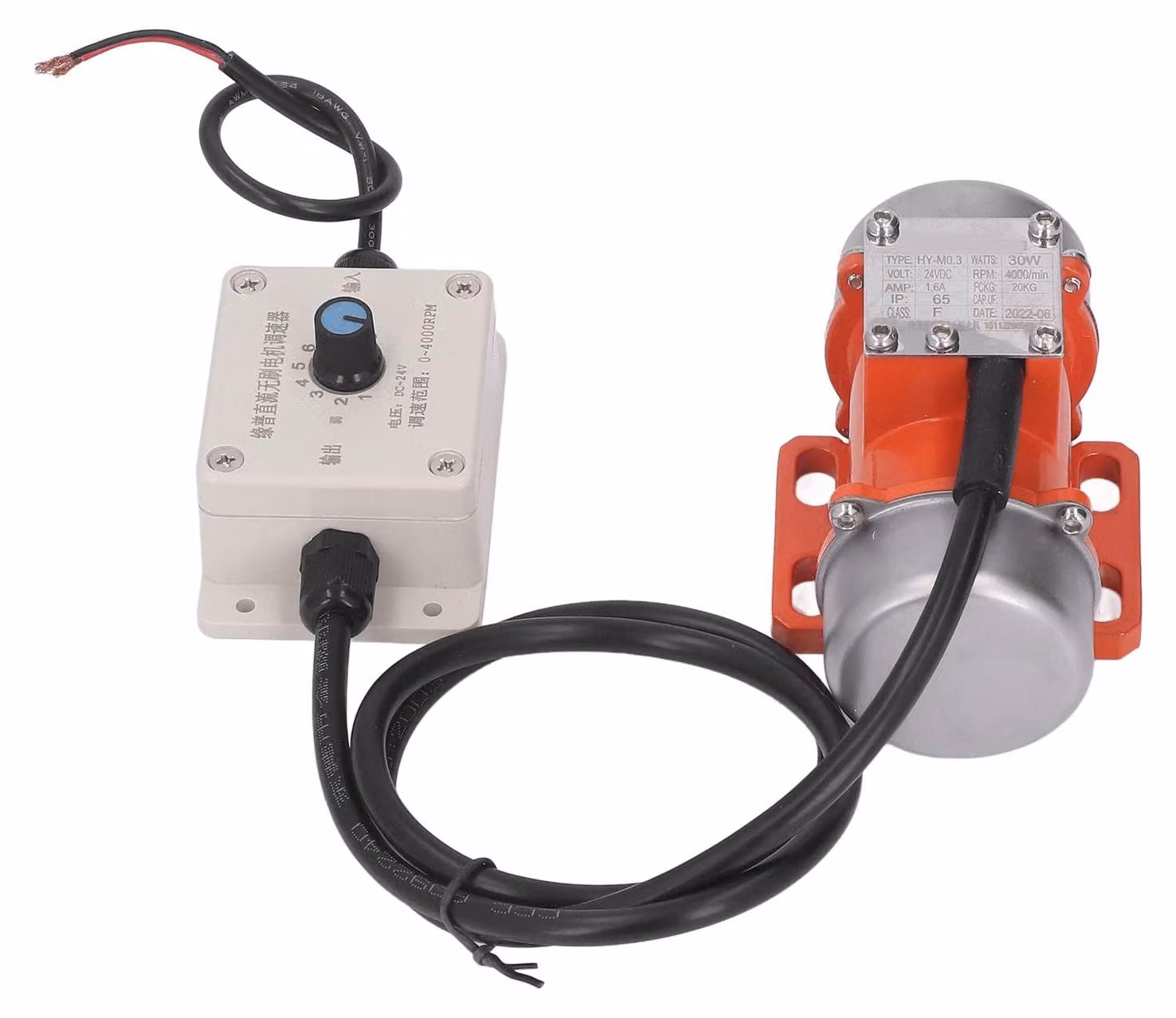 Motore vibrante da 30 W, 4000 giri/minuto, alimentazione DC 12/24 V, con forza di vibrazione regolabile, grado di protezione IP65