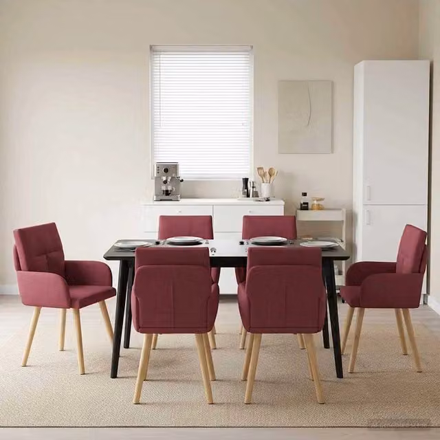Sedie da pranzo 6 pz Tessuto Rosso Vino 60 x 56 x 93 cm 3428368
