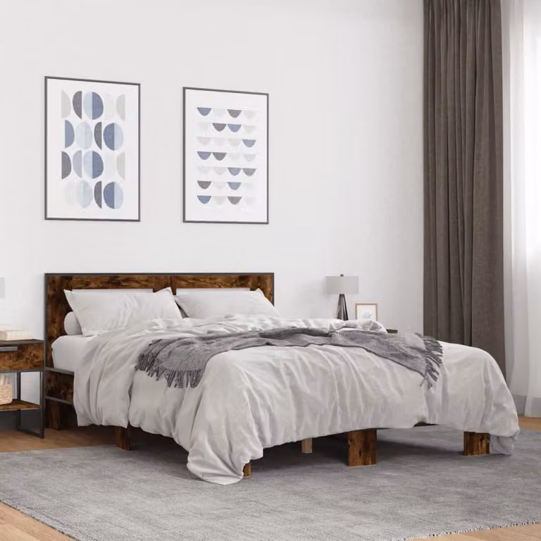 Giroletto vidaXL in Rovere Fumo e Metallo, L: 138 cm, P: 193 cm