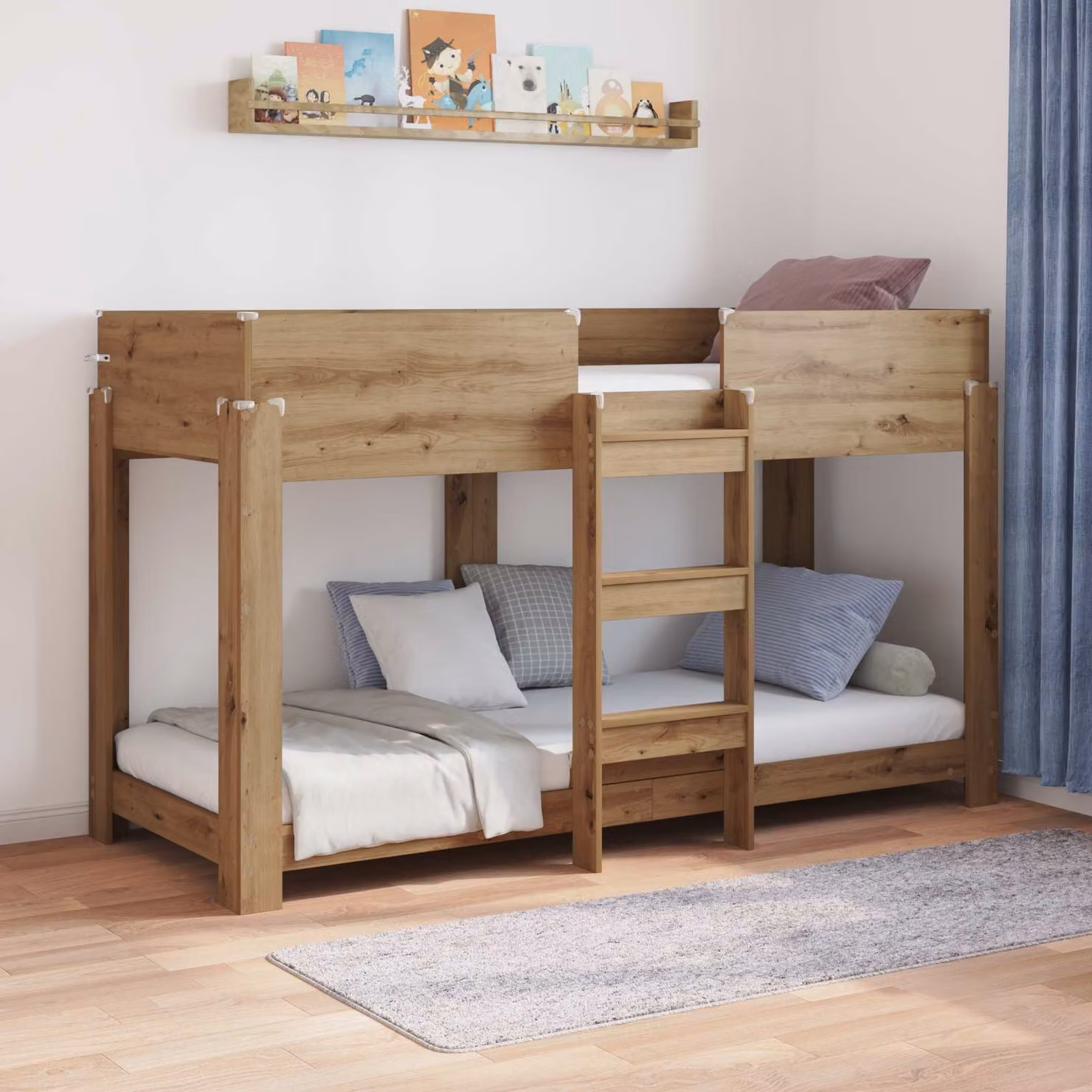 Letto a Castello per Bambini vidaXL in Legno Rovere Marrone L: 196 cm, P: 89 cm, H: 117 cm – 1
