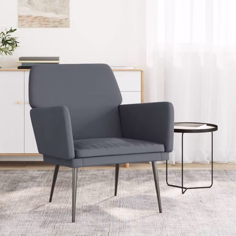 The Living Store poltrona grigio scuro 62x79x79 cm in velluto