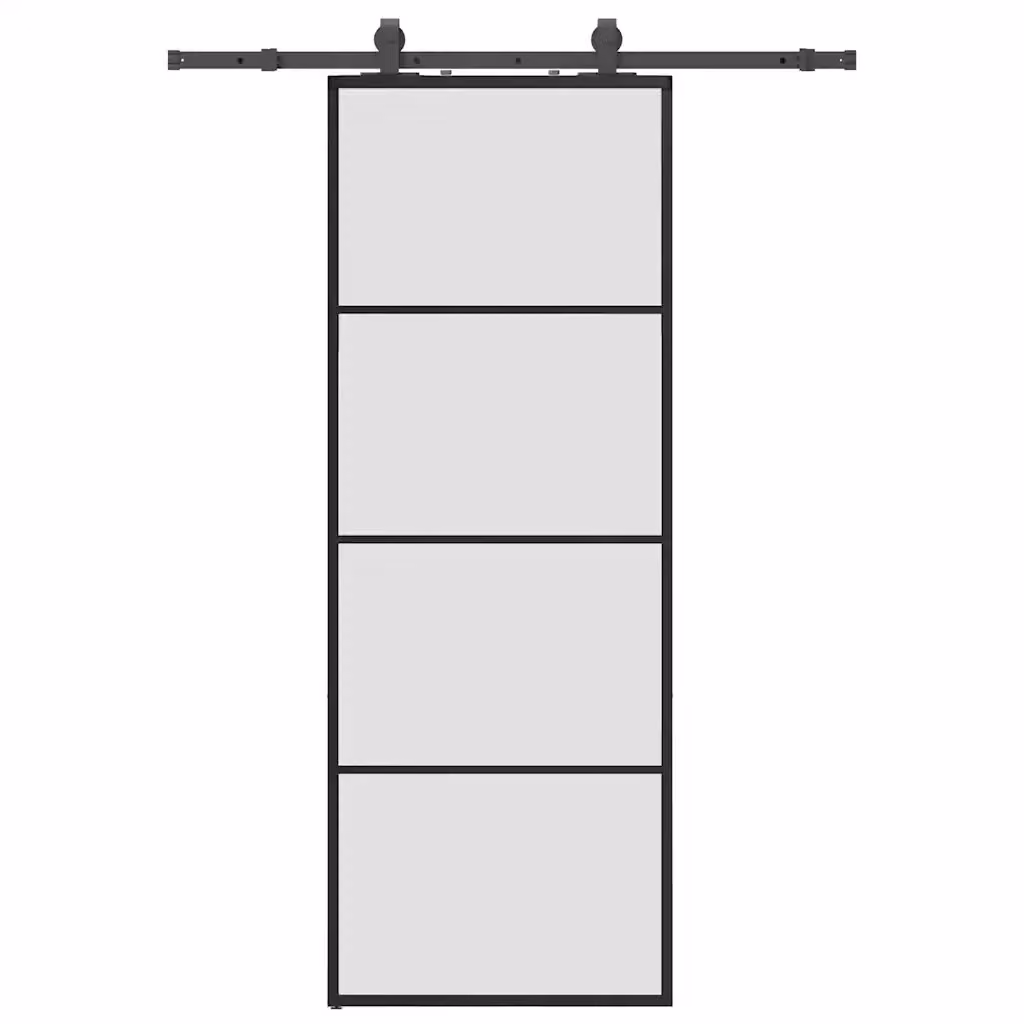 Porta Scorrevole Moderna vidaXL in Vetro Trasparente con Ferramenta Nera L: 76 cm, H: 205 cm – 2