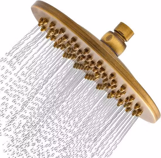 Adatto per soffione doccia rotondo antico in ottone spazzolato, soffione a pioggia da 8 pollici con filtro, adatto per la doccia del bagno, attacco a sfera G1/2 in stile vintage color bronzo