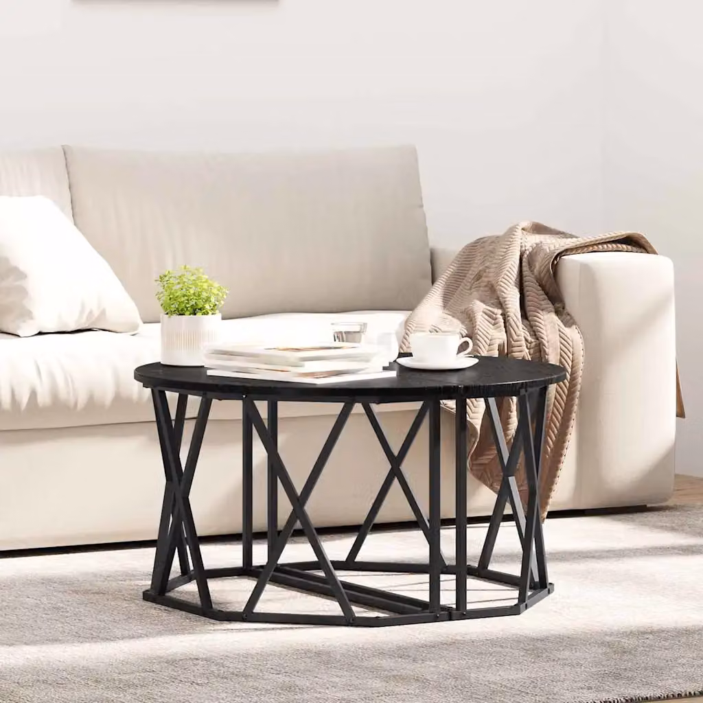 Tavolino da salotto moderno vidaXL rotondo in nero, L/P/H: 80 x 80 x 42 cm