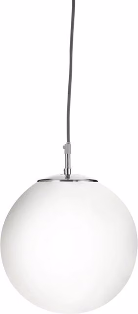 Lampada a sospensione moderna SEARCHLIGHT in acciaio argento e vetro bianco con 1 luce E27 e altezza regolabile