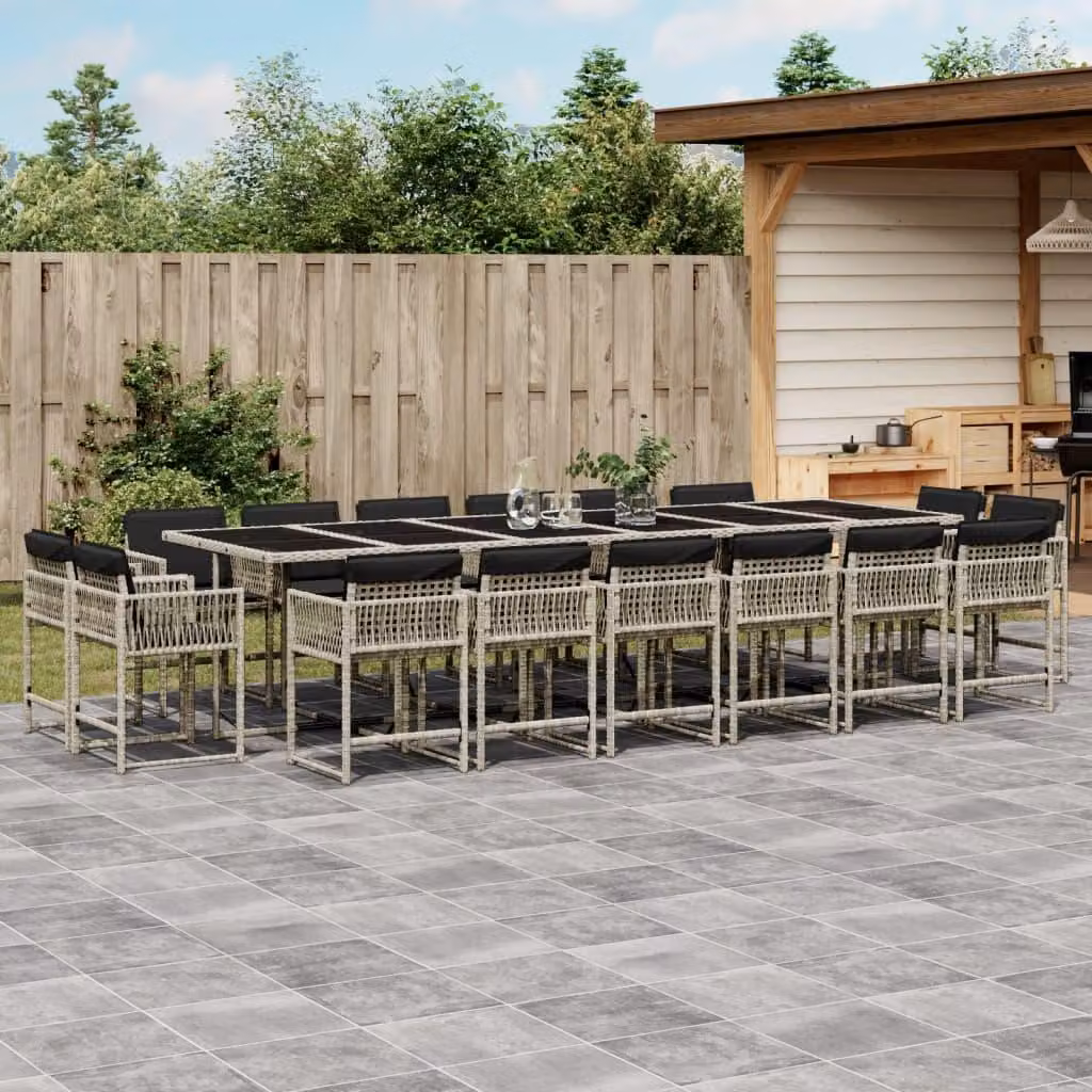 Maison Exclusive - Set da Pranzo da Giardino 17pz con Cuscini Grigio in Polyrattan