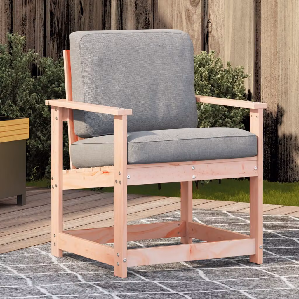 Sedia da giardino vidaXL in legno massello di Douglas con cuscini, L: 62 cm, P: 56 cm, H: 77 cm