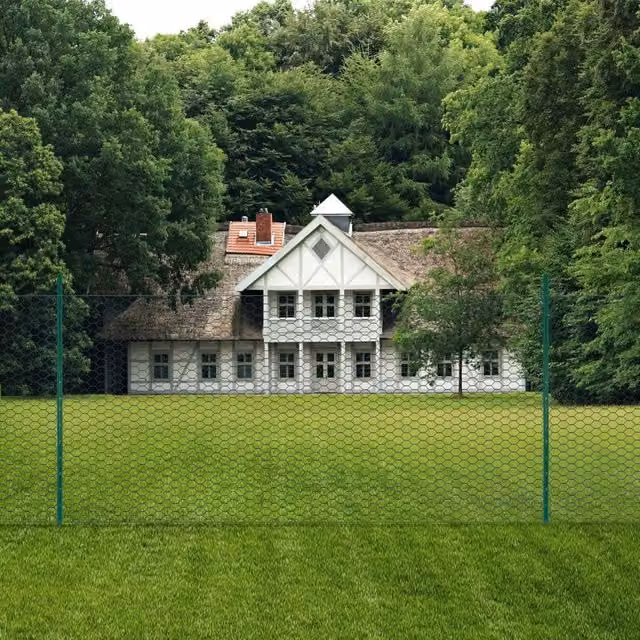 Rete per recinzione con pali in acciaio rivestiti in PVC verde L: 25 m, H: 1,5 m