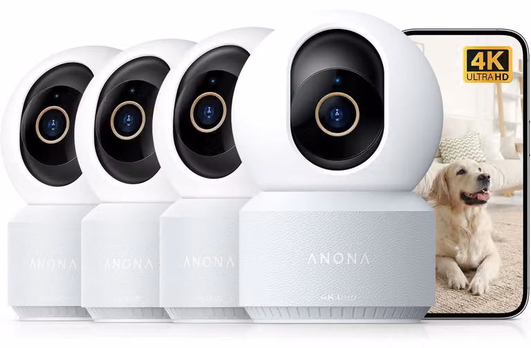 Telecamera di sicurezza interna - Risoluzione 4K - Angolo di visione a 360 gradi - Materiale: plastica