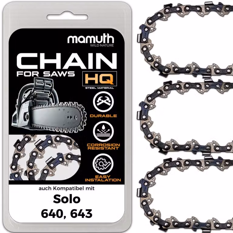 3 catene per motosega, lunghezza 40 cm, passo 1,3 mm, larghezza 3/8", modello 57 TG, compatibili con motoseghe Solo 640 e 643
