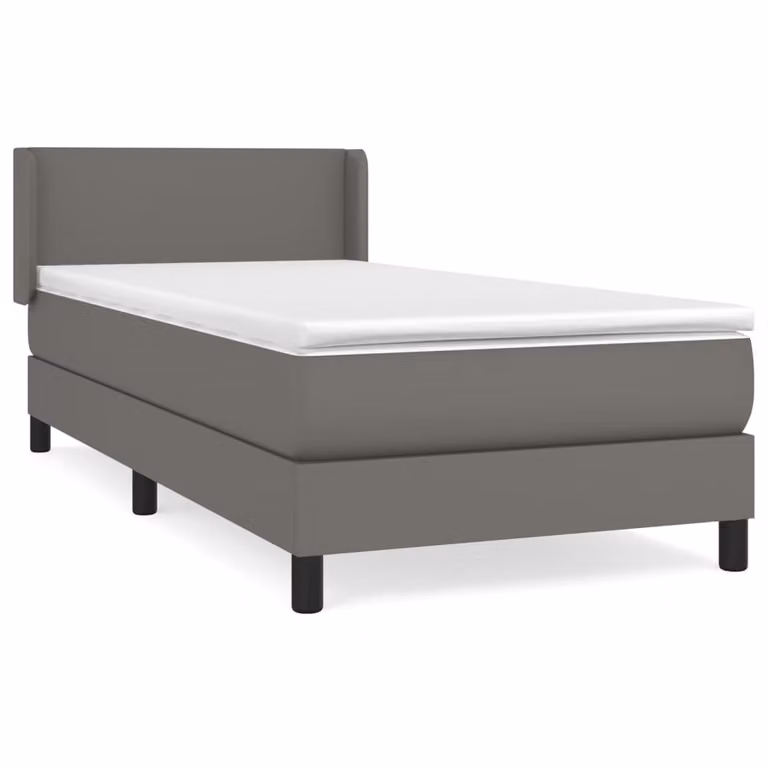 Giroletto a Molle con Materasso Grigio 100x200 cm in Pelle finta