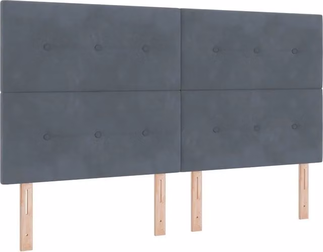 Testata per letto moderna in velluto grigio scuro con struttura in legno, Larghezza: 180 cm