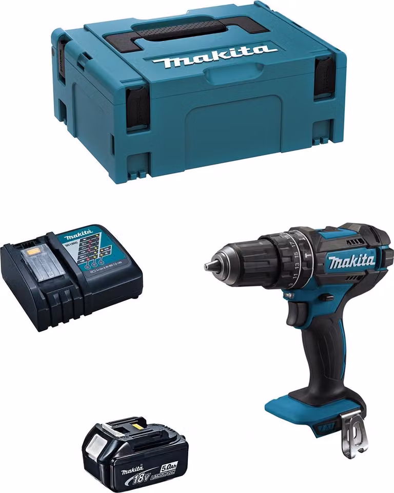 Trapano a percussione MAKITA DHP482RTJ1 (1 x 5,0 Ah + DC18RC + MAKPAC 2)