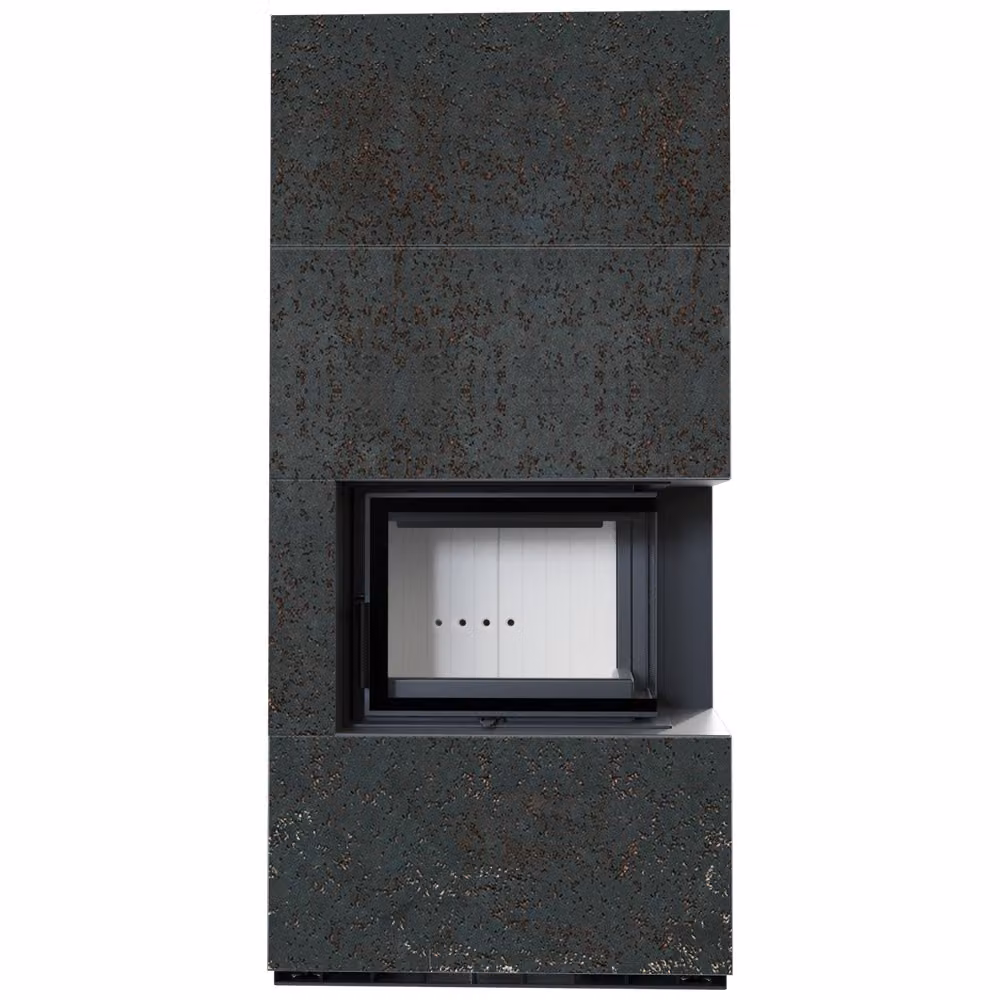 Kit caminetto KRATKI FLOKI BOX destro 8 kW Ø 160 Sinterizzazione al quarzo OXIDE NERO