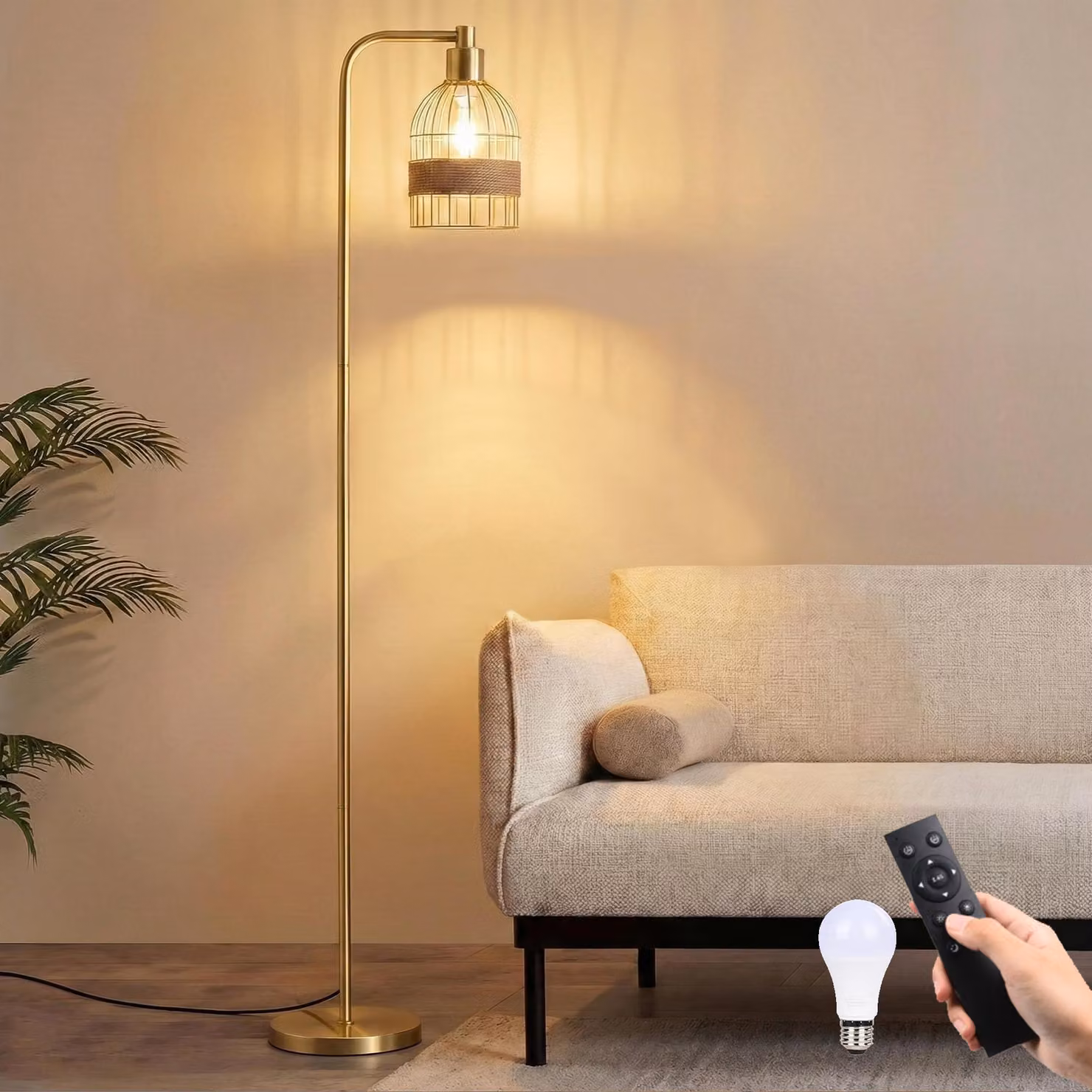 Lampada da terra Golden Lampada da terra moderna con lampadina LED E27 a 3 temperature di colore e interruttore a pedale Lampada da lettura per studio, soggiorno, camera da letto