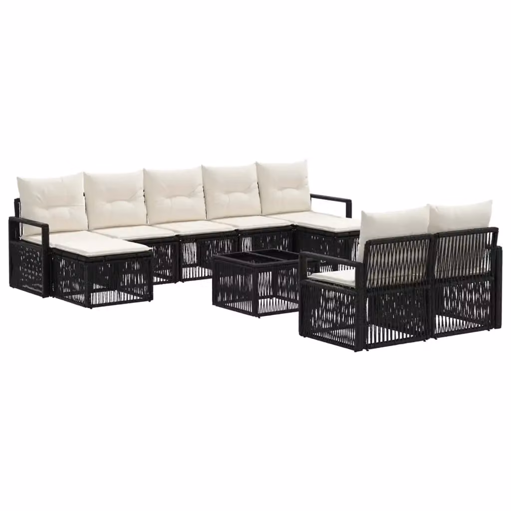 Set Divano da Giardino Moderno vidaXL in Polyrattan Nero 10 Pezzi – 2