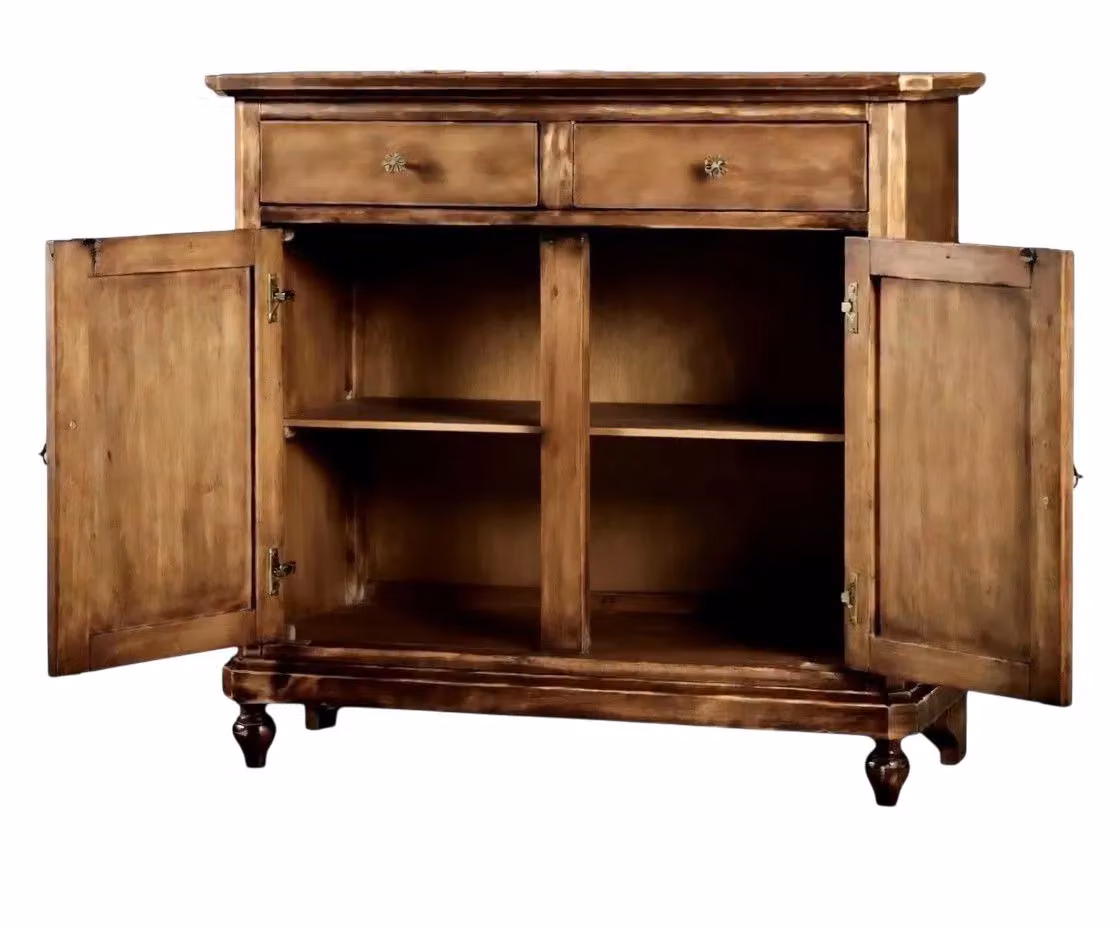 Madia credenza con 2 porte in legno stile shabby chic noce consumato Mobili 2G L/P/H: 104 x 43 x 98 cm – 3