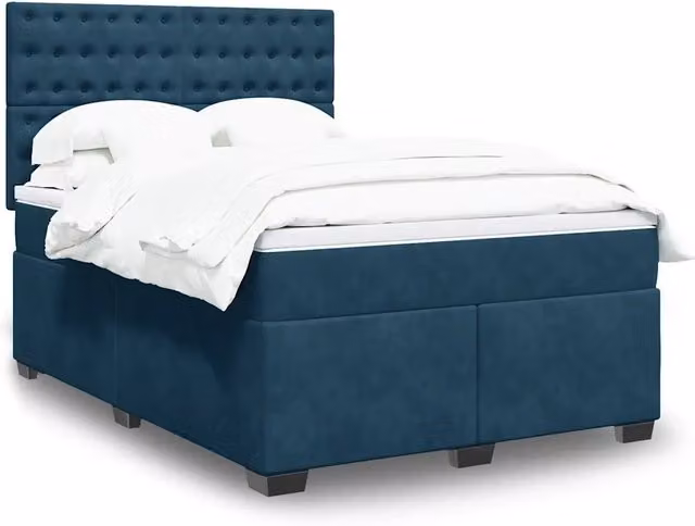 Giroletto a Molle con Materasso Blu 140x200 cm in Velluto 3293246
