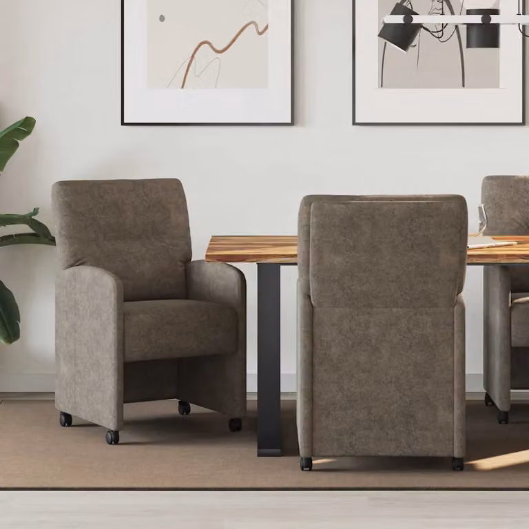 Set di 2 sedie da pranzo vidaXL con ruote e braccioli in pelle sintetica grigio scuro L/P/H: 57 x 67 x 95 cm