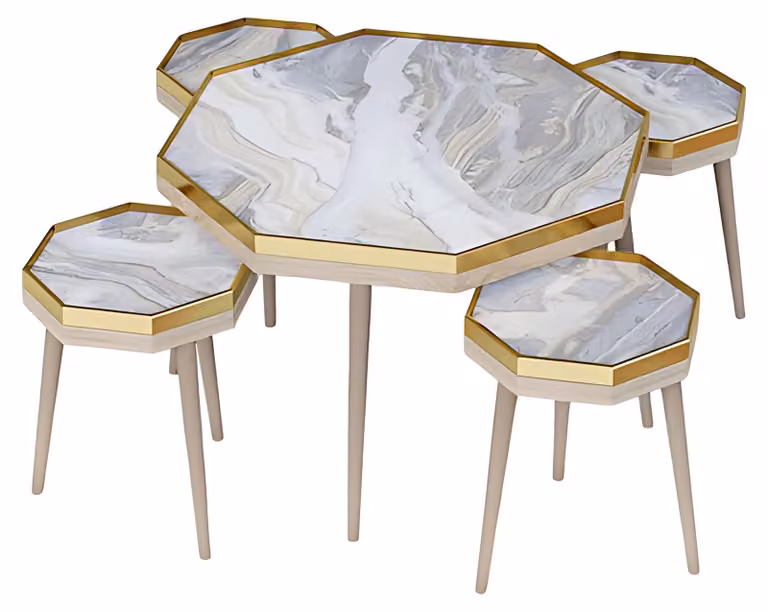 Wohnzimmer-Set Grau Holz Edelstahl modern elegant