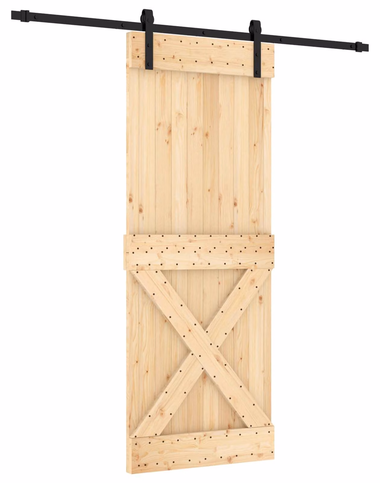 Porta scorrevole Naturale e Nero 80 x 210 cm