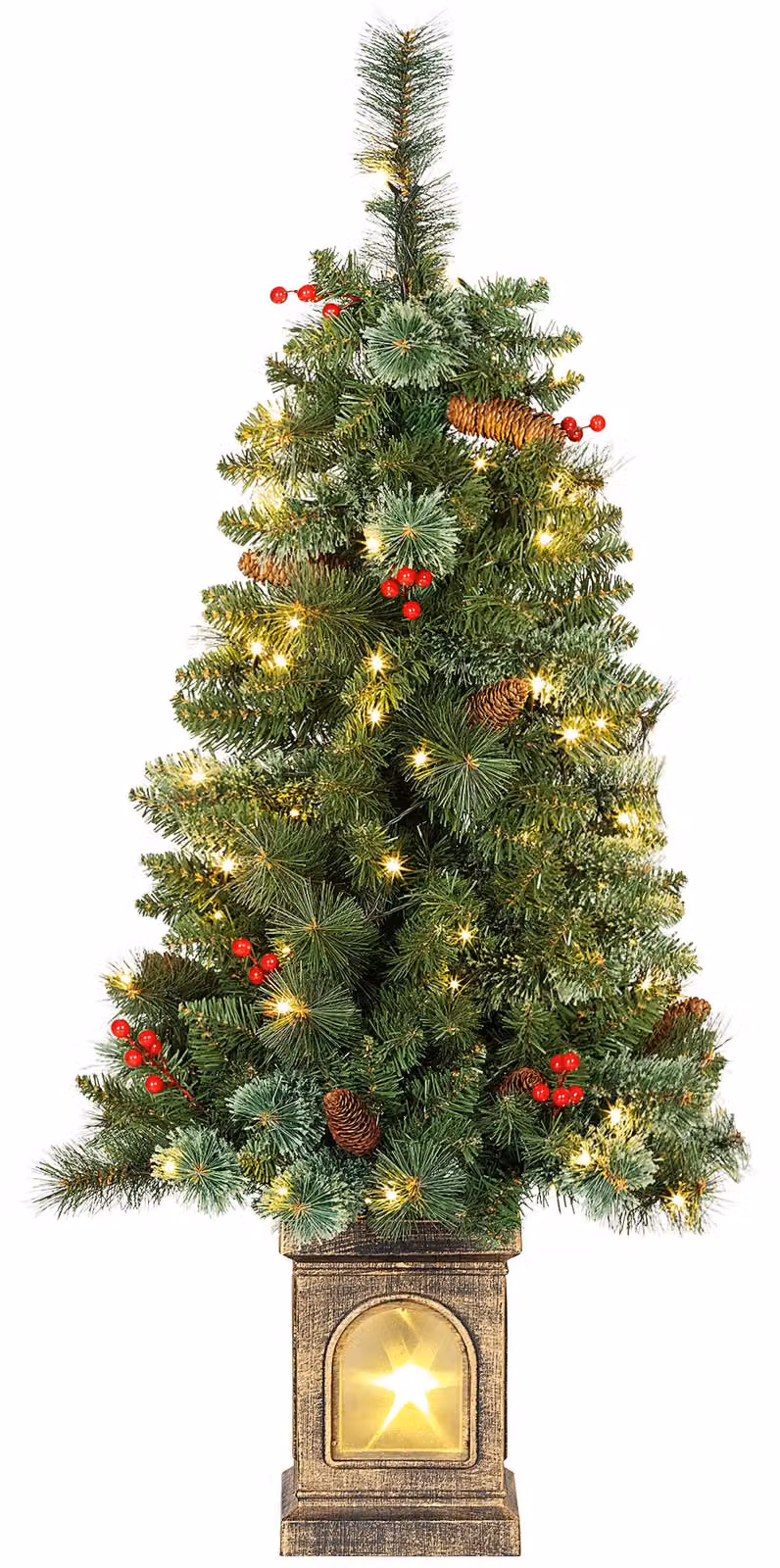 Albero di Natale artificiale 120 cm albero di Natale artificiale con 100 luci LED, 8 modalità, 214 punte