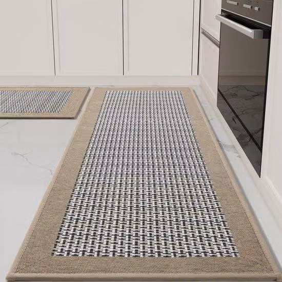 Tappetino da cucina antiscivolo marrone 40x60 cm, lavabile, effetto sisal