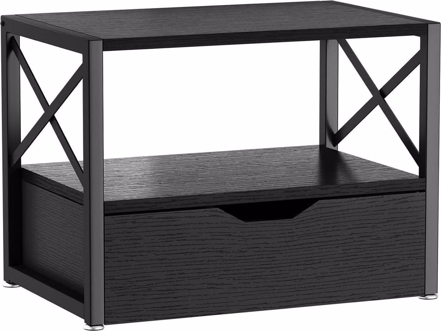 supporto per stampante da tavolo a 2 livelli con cassetto, organizer da scrivania in legno, nero