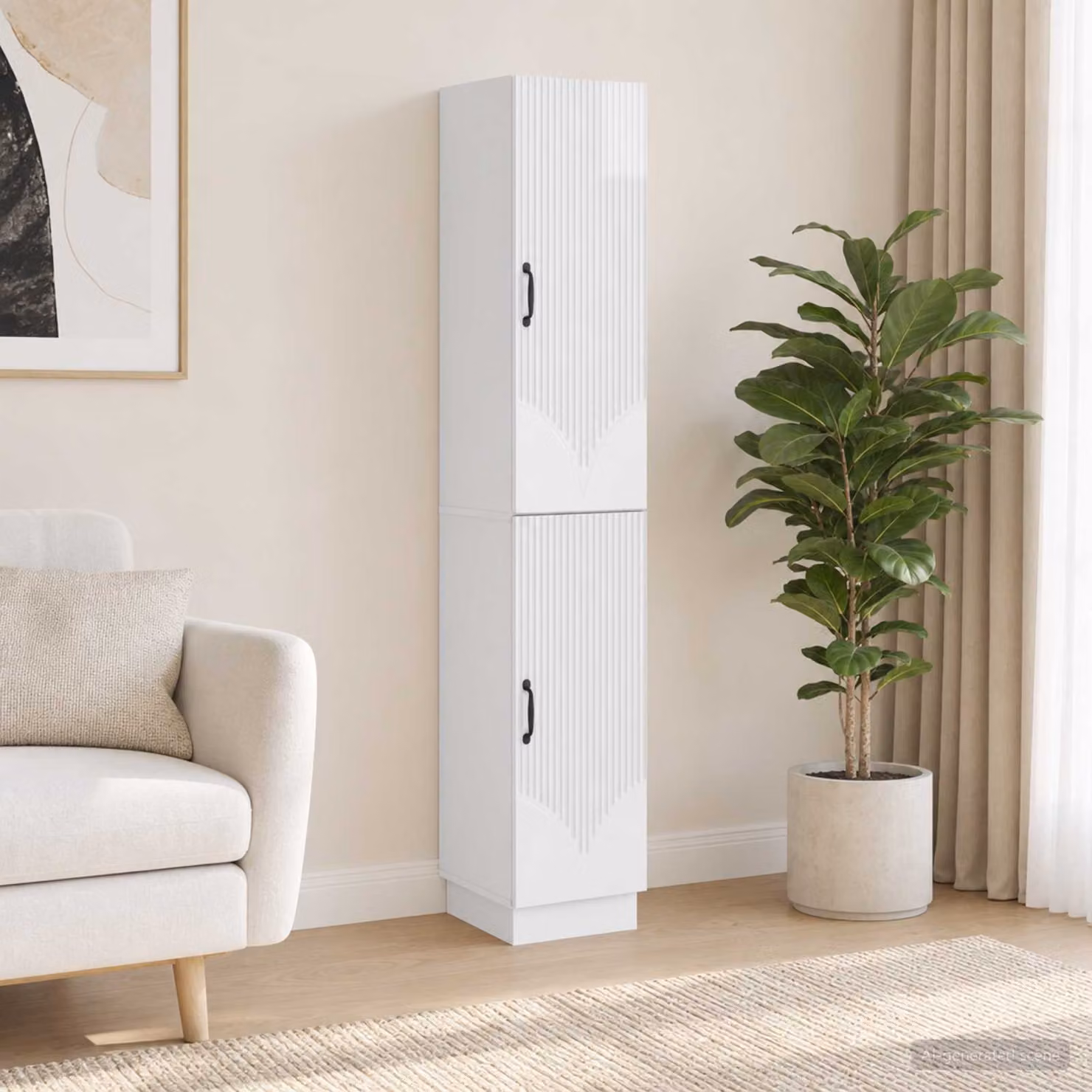 Set di 2 armadi moderni vidaXL in legno ingegnerizzato bianco lucido con ante a battente