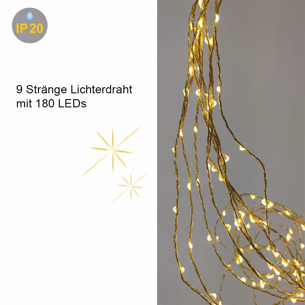 Ghirlanda LED oro bianco caldo, 180 luci, illuminazione decorativa per interni, lampada decorativa