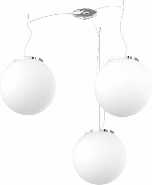 Lampadario Contemporaneo Mars Metallo Cromo Vetro Bianco 3 Luci E27 D30Cm