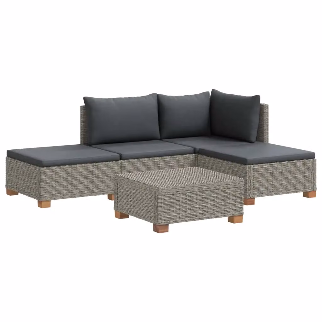 Set Lounge da Giardino vidaXL in Polyrattan con Cuscini Grigi e Tavolino, Design Moderno a L per Terrazza e Balcone – 2