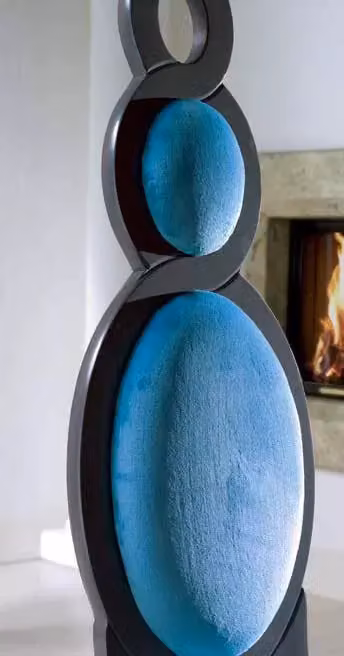 Sedia imbottita in velluto e legno laccato grigio e azzurro Mobili 2G – 4