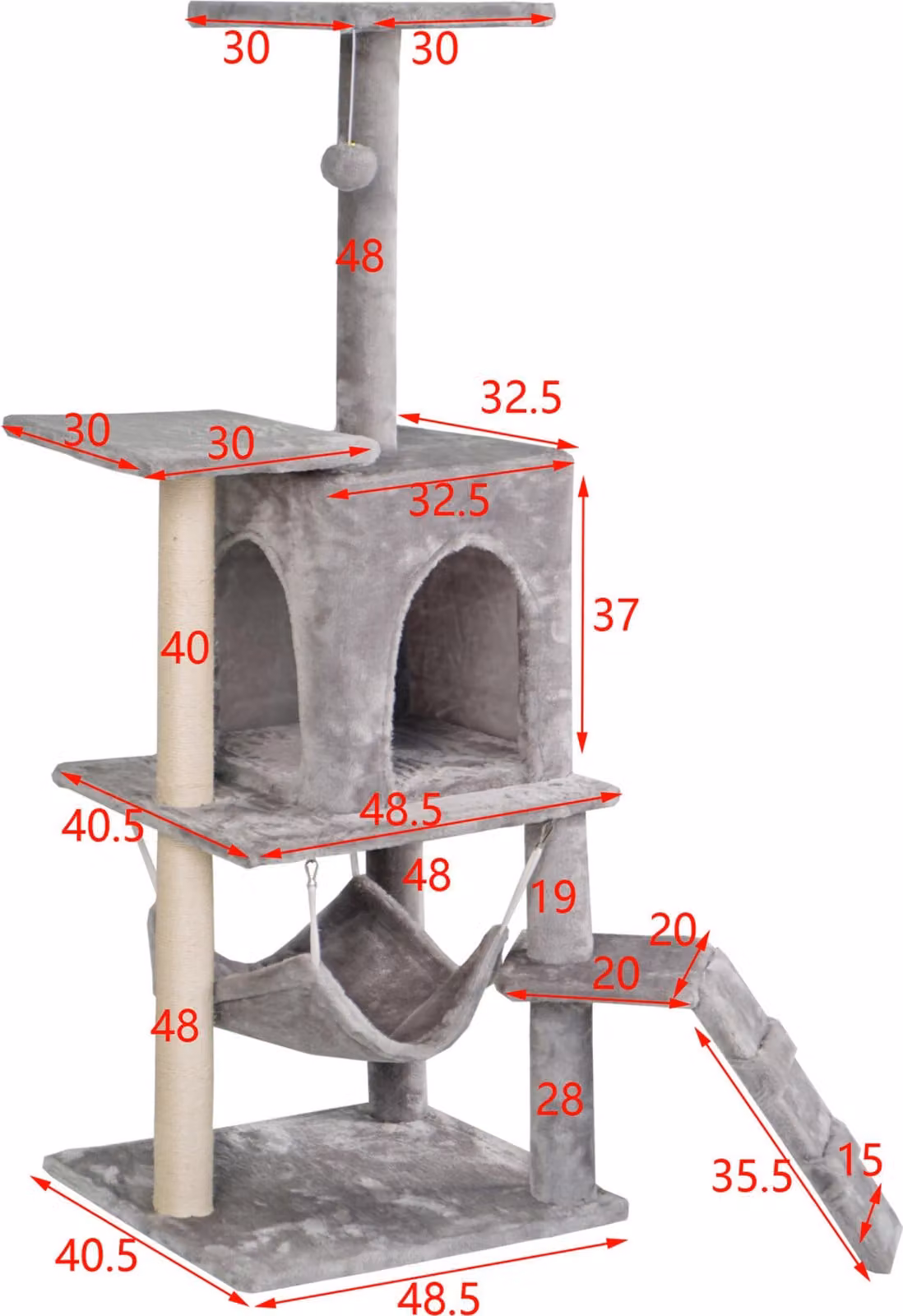 Aga Tiragraffi per gatti 42x49x136 cm Grigio