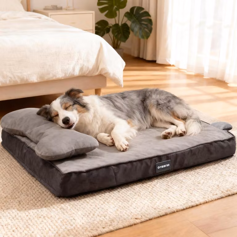 Cuccia ortopedica per cani, realizzata con memory foam, lavabile, impermeabile, colore grigio, taglia L