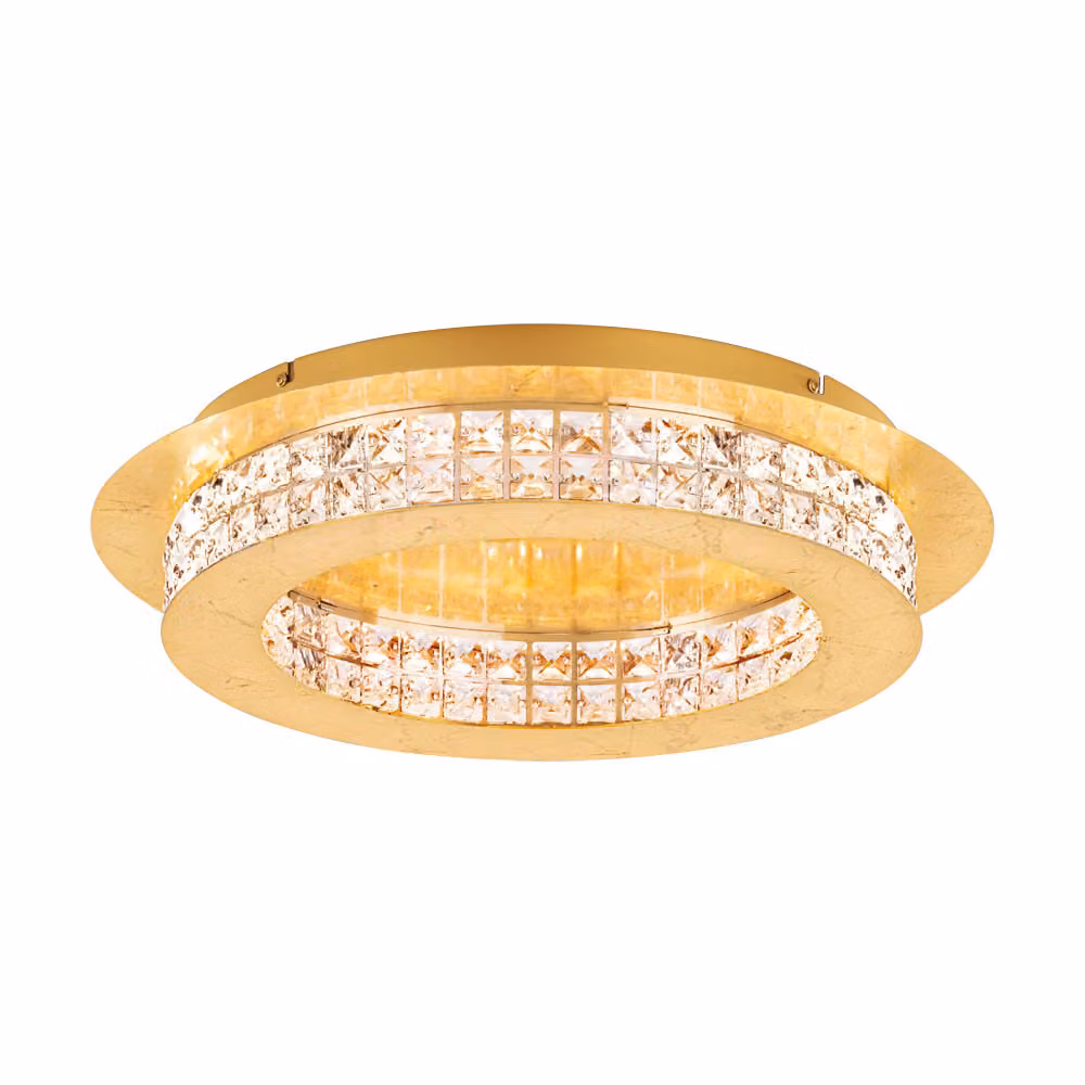 Plafoniera in cristallo LED Principe a 10 luci color oro, trasparente