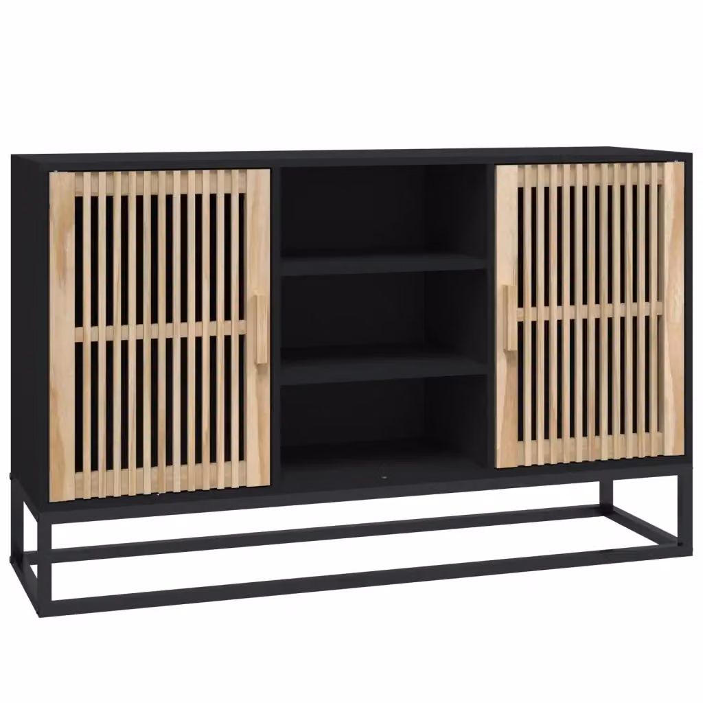 Credenza nera in legno e metallo vidaXL per sala da pranzo L 105 x P 30 x H 65 cm – 2